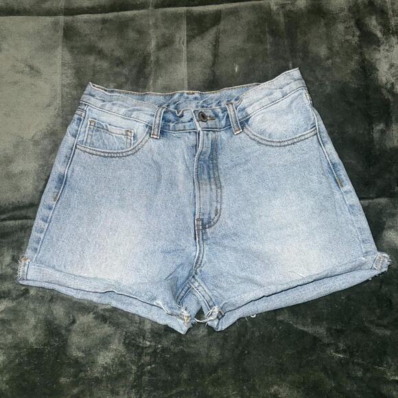 John Galt Denim Shorts Women Medium Blue 100% Cotton Medium Wash Pockets Raw Hem - Picture 1 of 7